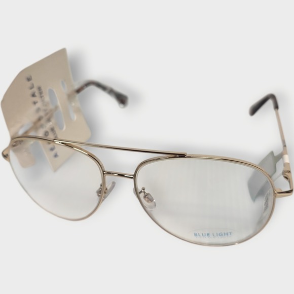 Aeropostale Other - Aeropostale Blue Light Aviator Style Glasses Gold Metal Frame Clear Lens NEW